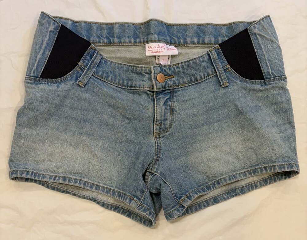Isabel Maternity Shorts Women's 4 Blue Light Wash Midi Short